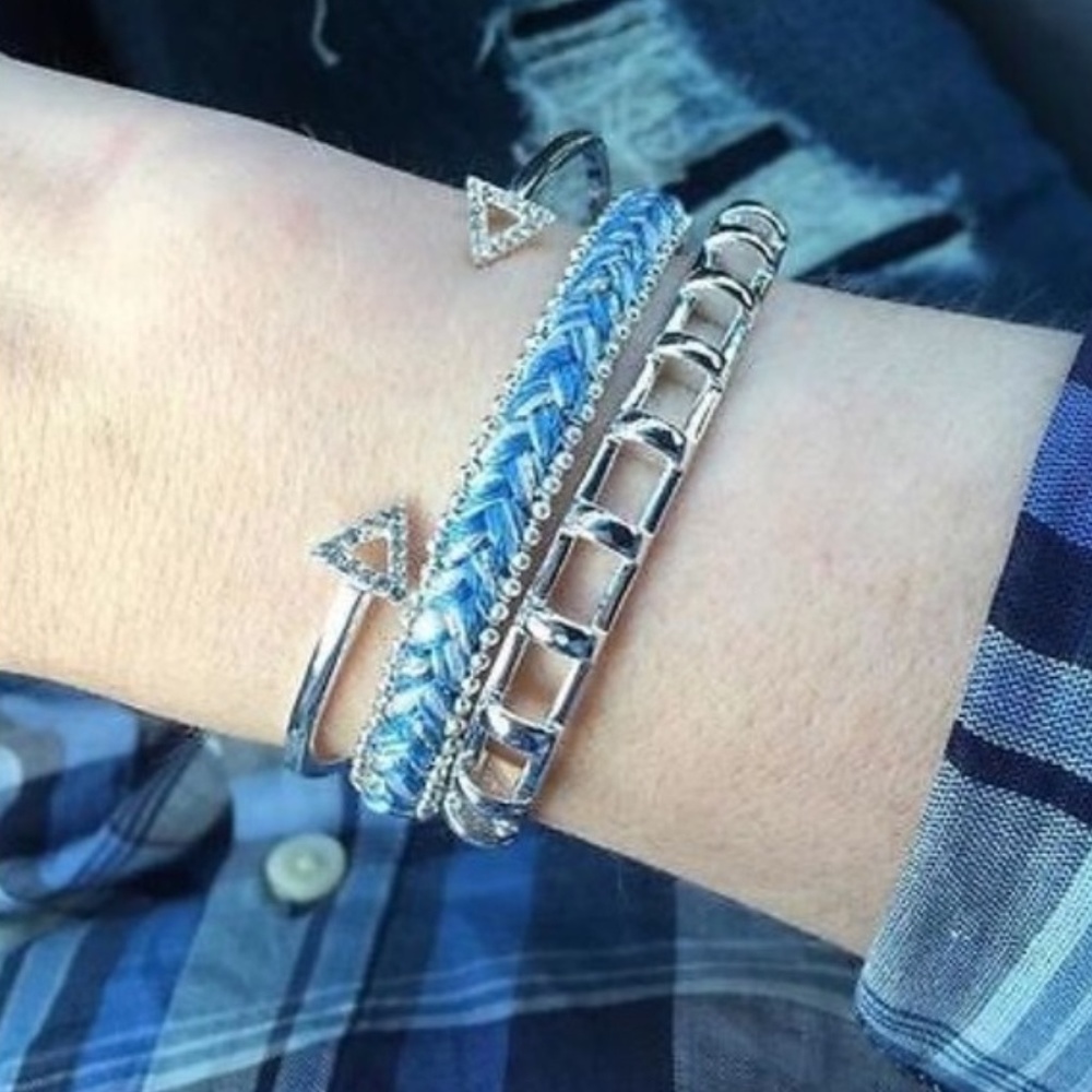 :: Stella & Dot⚔️SILVER Cage Cuff Bracelet Stella - Picture 5 of 8